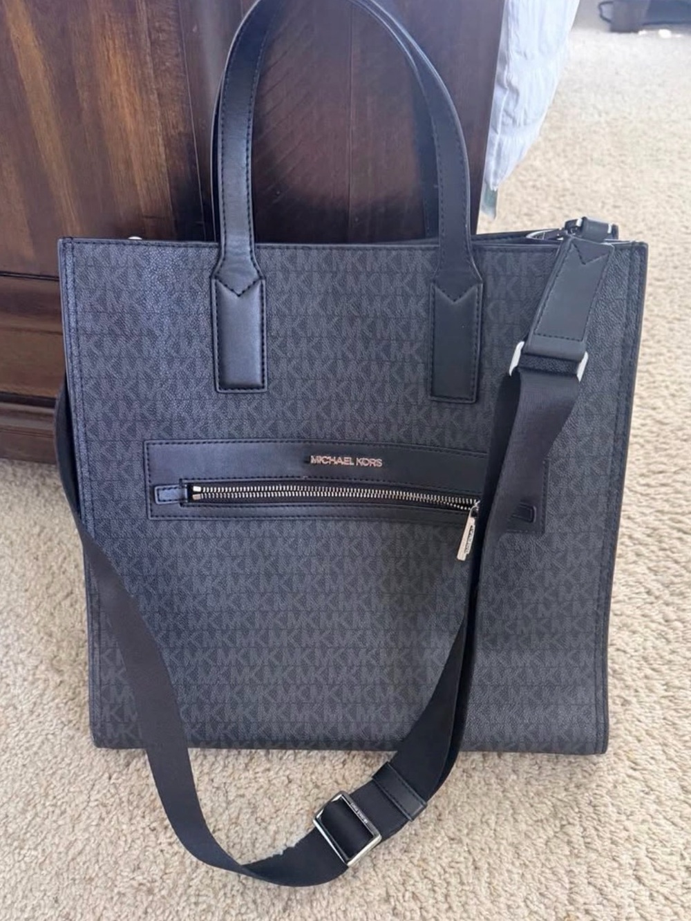 Michael Kors Black/Charcoal Signature Messenger Tote